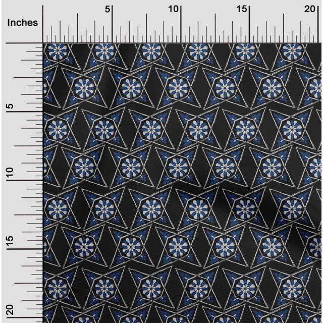 oneOone Viscose Jersey Fabric Floral Block Printed Craft Fabric BTY 60 Inch Wide