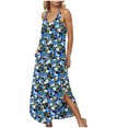 thumbnail image 4 of Ovzne Robes d'Été pour Femmes 2025 Robe d'Été Robes d'Été pour Femmes Unie Sans Manches Robe à Col en V Robes Décontractées Longues Robes Robe pour Femmes Liquidation, 4 of 7