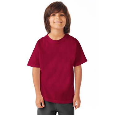 Hanes T-Shirt à Col Rond à Manches Courtes ComfortWash pour Garçons, m, Crimson Fall