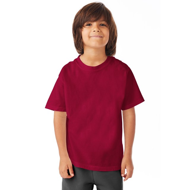 Hanes T-Shirt à Col Rond à Manches Courtes ComfortWash pour Garçons, m, Crimson Fall