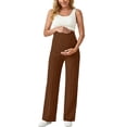 thumbnail image 2 of ’S Winter Maternity Straight Leg Pants – High Waist Over Bump High Stretch & Breathable Plus Size Pants Coffee M, 2 of 6