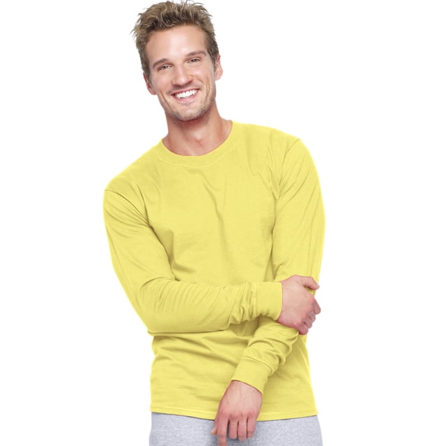 Hanes Beefy-T T-Shirt à Manches Longues pour Hommes, 3TG, Jaune