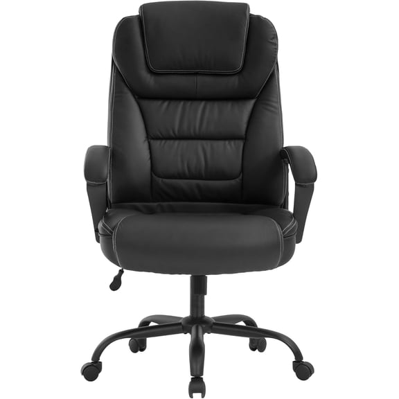 FDW Big and Tall Office Chair 500lbs Wide Seat Ergonomic, Lumbar Support Arms High Back PU Leather Executive Task for Adults, Black