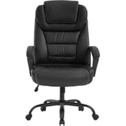 FDW Big and Tall Office Chair 500lbs Wide Seat Ergonomic, Lumbar Support Arms High Back PU Leather Executive Task for Adults, Black