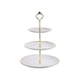thumbnail image 2 of HCBY European-Style Dessert Stand, 3-Tier Multi-Purpose Snack Tray, Luxury Gold Rim Candy Dish, Space-Saving Tabletop Fruit Bowl for Coffee Table Living Room Party Decor, 2 of 6