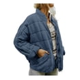 thumbnail image 2 of Opperiaya Women Stand Collar Long Sleeve Solid Color Full Zip Quilted Jackets, 2 of 4