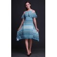 thumbnail image 4 of Bimba Robe Tunique Midi à Épaules Dénudées Imprimé Teinture sur Nœuds Bleu pour Femmes - TP, 4 of 6