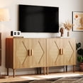 thumbnail image 4 of Kojooin Rattan Accent Cabinet with Storage, Two-Door Sideboard with Woven Decor, Storage Buffet for Living Room, Dining Room, Entryway, 4 of 9