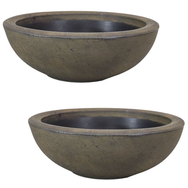 Sunnydaze Pot de Fleurs d'Extérieur Percival à Double Paroi en Polyrésine Résistant aux Intempéries - 20,75 Pouces - Sable - Lot de 2