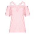 thumbnail image 4 of Yuyuzo Womens Cold Shoulder Top Summer V Neck T Shirts Short Sleeve Shirts Solid Color Blouses Shirt, 4 of 7