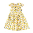 thumbnail image 1 of GDREDA Robe Bohème Petite Enfant Filles Robe Florale Manche Douce Robe Fruit pour Enfants Robe d'Été Décontractée Robe de Maison Jaune, 7-8 Ans, 1 of 7