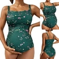 thumbnail image 1 of Gyexs Maternity Womens One Piece Swimsuits Ruched Slimming Bathing Suits Floral Swimwear #02 Dark Green, Size S, 1 of 6
