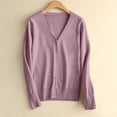 thumbnail image 2 of aohooy Womens Plain Hollow Out Button Front Cardigan Knit V-Neck Soft Cardigans Solid Open Front Long Sleeve Sweaters Gray,M, 2 of 9