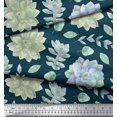 thumbnail image 1 of Soimoi Blue Rayon Crepe Fabric Leaves & Flower Floral Decor Fabric Printed Yard 46 Inch Wide, 1 of 3