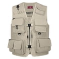 thumbnail image 1 of Fishing Photography Vest Summer Multi Pockets Mesh Jackets Quick Dry Khaki-M, 1 of 7