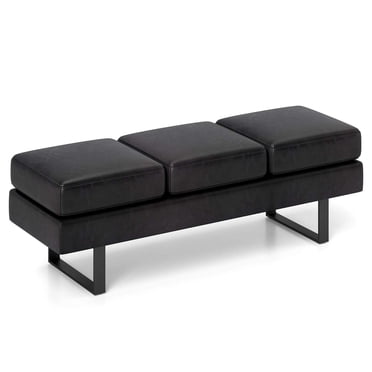 Costway Waiting Room Bench Seating with Metal Frame Leg Upholstered Reception Bench Black