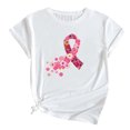 thumbnail image 2 of TIMIFIS T-Shirt Ruban Rose de Sensibilisation au Cancer du Sein pour Femmes T-Shirts Cancer du Sein Été Ample Imprimé Col Rond T-Shirt Manches Courtes Blouse Décontractée Automne/hiver, 2 of 5
