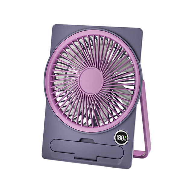 Purple Card Design Portable Fan Five Speeds 1800Mah Rechargeable Battery Hanging Desktop Function Brushless Motor Phone Holder Multi Use Cooling Solution