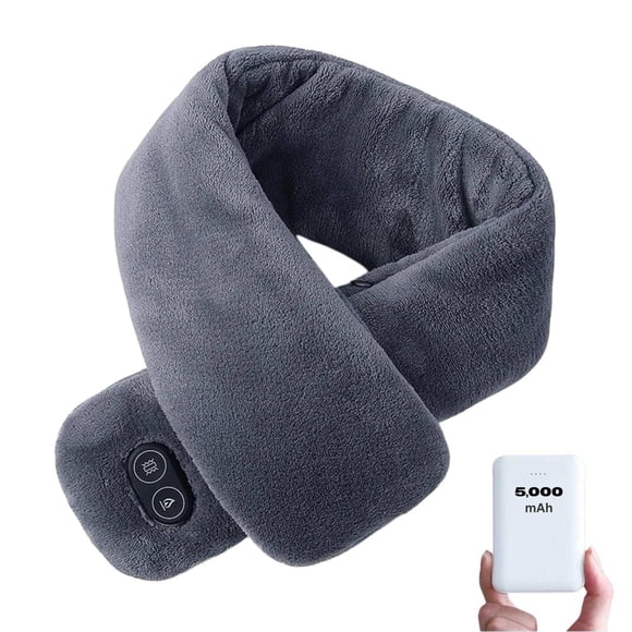 TUTT Heated Scarf with Neck Vibrating Massager | 5,000 mAh Power Bank | 3 Heat and Vibration Levels | Unisex Electric Neck and Shoulder Heating Pad | Ideal Winter Gift