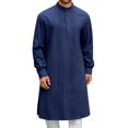 thumbnail image 2 of Wdgfv Kaftan pour Homme Robe Boutonnée à Manches Longues en Coton et Lin Thobe Décontracté Robe Musulmane Henley Chemise, 2 of 7