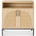 thumbnail image 1 of Best Choice Products Arched 2-Door Rattan Cabinet, Sideboard, Buffet, w/ Cord Cutout, Adjustable Storage Shelf - Natural, 1 of 8