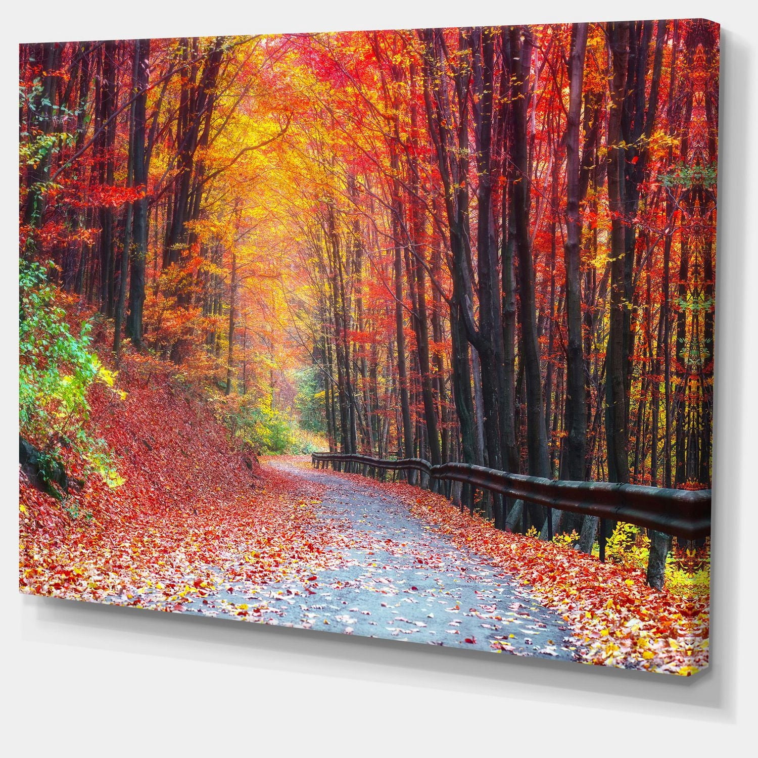 Designart Route dans la belle forêt d'automne Art mural sur toile