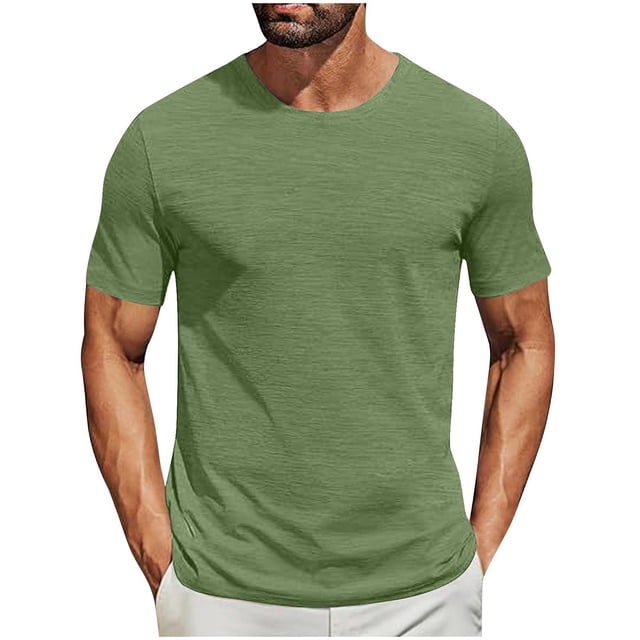 Besolor Men's Summer T-Shirt Short Sleeve Classic Crew Neck Tee Shirts Casual Solid Color Basic Tops