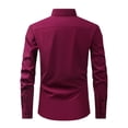 thumbnail image 3 of RXIRUCGD Cardigan Mode Homme Col Rabattu Uni Chemise d'Affaires à Boutons, Vin, Taille : TP, 3 of 8