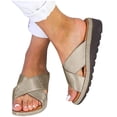 thumbnail image 2 of Dvkptbk Slide Sandals for Women - Comfortable Slip On Sandals - Ladies Slip-Resistant Platform Summer Flat Sandals for Beach, Home, Indoor Outdoor Use - Summer, 2 of 4