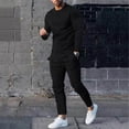 thumbnail image 1 of TIMIFIS Men's Tracksuit 2 Piece Sweatsuit Workout Long Sleeve Solid Color Suit Round Neck Long Sleeve T-Shirt Trousers Tight Two Piece SetFall, 1 of 5