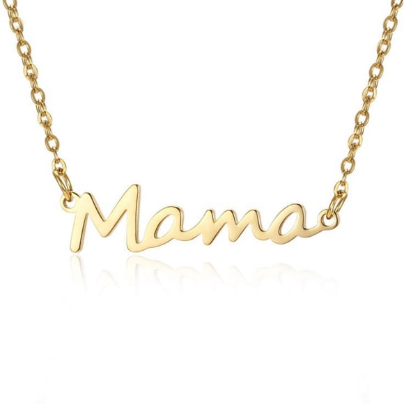 XmhyTop Mothers Day Gifts for Mom Necklaces for Mama Birthday Present for Mom Stainless Steel Letter Necklace(Gold)