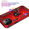 thumbnail image 5 of iPhone 13 Pro Case, Military Armor 360°Unbreakable Swivel Ring Kickstand [Work with Magnetic Car Mount] Slim Shockproof Durable Cover Holster Compatible Apple iPhone 13 Pro Cover - Red, 5 of 5