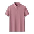thumbnail image 3 of Txeol Soldes des Fêtes Polo à Manches Courtes pour Homme T-Shirts à Col à Revers Uni T-Shirt Décontracté à Boutons Col Rond Chandail à Enfiler Hauts, Rouge Melon D\'eau, TTG, 3 of 4