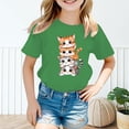 thumbnail image 2 of GDREDA Vêtements Fille Enfant Filles Mignon Graphique Col Rond Manches Courtes Tee Été Décontracté T-Shirt Hauts Fille Été Vert, 3-4 Ans, 2 of 5