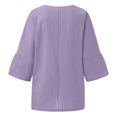 thumbnail image 5 of RKSTN Plus Size Tops for Women Cotton and Linen Solid Color Oversized Basic Blouses Fashion Leisure V Neck Short Sleeve Breathable Pullover Summer Tops, 5 of 5