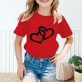 thumbnail image 2 of PMVFHDE T-Shirts Fille T-Shirt Enfant Filles Mignon Graphique Col Rond Manches Courtes Tee Été Décontracté T-Shirt Rouge,11-12 Ans, 2 of 5