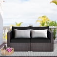 thumbnail image 2 of Costway 4PCS Patio Rattan Corner Sofa Sectional Furniture Set Black Cushion, 2 of 10
