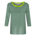 thumbnail image 4 of SDNall Mode Femmes Blouses à Rayures Imprimées T-Shirt à Manches Trois-Quarts Haut à Col Rond, 4 of 9