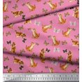 thumbnail image 2 of Soimoi Pink Rayon Fabric Insect & Cat Animal Print Fabric by The Yard 56 Inch Wide, 2 of 3
