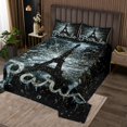 thumbnail image 2 of Eiffel Tower Quilt Set Paris Coverlet&nbsp;Set,Romantic France Bedspread Set King,City Building Quilted Diamond Water Drop Design Room Decor, 2 of 3