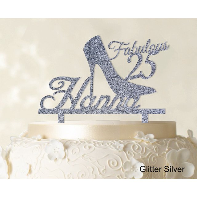 Custom Birthday Cake Topper Personalized Glitter Cake Topper Color Option Available 5-7 Inches Wide