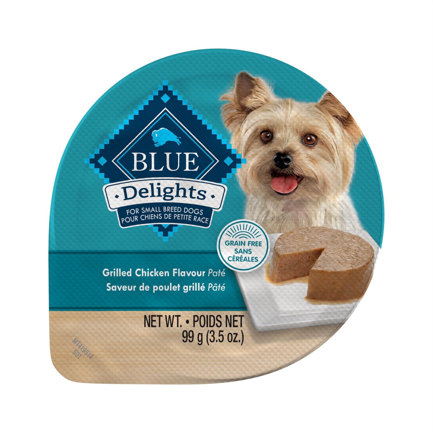 Blue Buffalo Delights Saveur de poulet grillé, Pâté pour chiens en barquette, 99 g (3,5 oz)