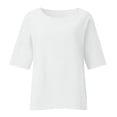 thumbnail image 4 of Blouse Chemise Ample pour Femmes d'Été à Manches Raccourcies, Col Rond, Ligne en Coton, 4 of 9