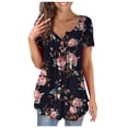 thumbnail image 1 of Blouses à Manches Courtes pour Femmes Mode Imprimée Décontractée Col en V T-Shirt Ample Blouse Hauts à Manches Courtes pour Femmes, 1 of 7