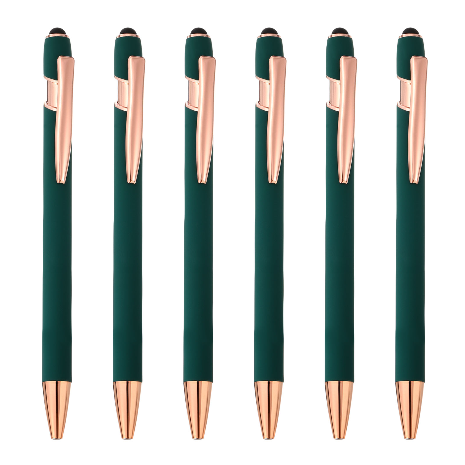 Unique Bargains Ballpoint Pen with Stylus Tip Metal Pen Black Ink 1.0mm Medium Point Stylus Pen Style 2, Green 6 Pack