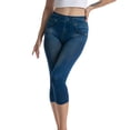thumbnail image 2 of Penkiiy Women's High Waisted Ripped Skinny Denim Capris with Pockets, Blue, S, 2 of 5