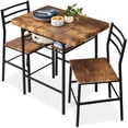 thumbnail image 1 of Best Choice Products 3-Piece Modern Dining Set, Space Saving Dinette for Kitchen, Dining Room, Small Space w/Steel Frame, Built-in Storage Rack - Brown, 1 of 7