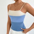 thumbnail image 4 of Yuyuzo Camisole Tops for Women Spaghetti Strap Tank Tops Ribbed Knit Cami Shirts Sleeveless Basic Top Color Block, 4 of 7