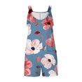thumbnail image 4 of Babysbule Women's Flower Printed Overall Jumpsuit Suspender One Piece Sleeveless Wide Leg Shorts Rompers With Pockets, 4 of 6
