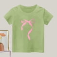 thumbnail image 2 of HVOBBTY T-Shirt Décontracté à Manches Courtes pour Fille, Mode Décontractée pour Filles Imprimé Lettre Col Rond Manches Courtes Vert, 5 Ans, 2 of 3